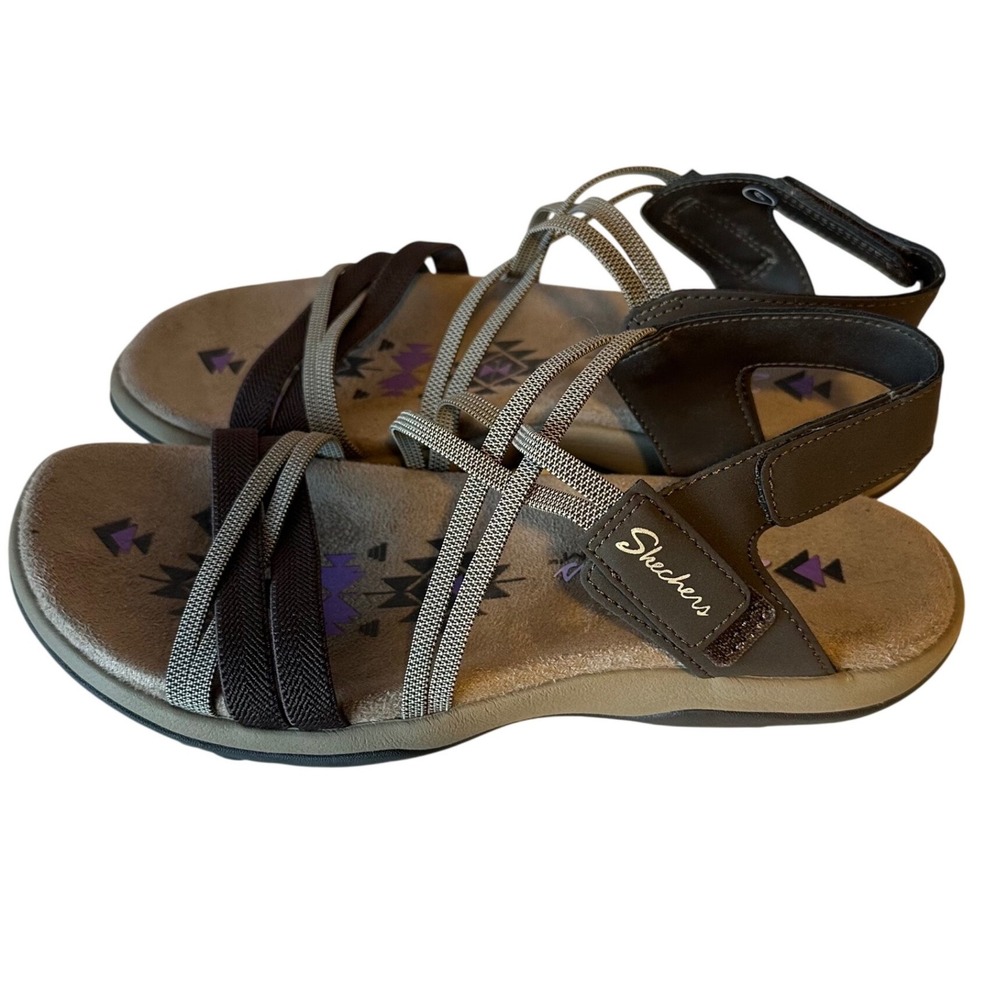 Skechers Women's Reggae‎ Slim It Takes Two Strappy Sandals Size 6 Summer Boho